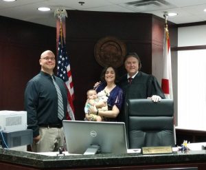Lani and Joe with adoption finalization judge